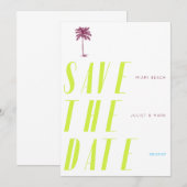 Retro Palm Tree Save the Date - Citrus 招待状 (正面/裏面)