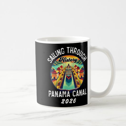 Retro Panama C Panama Waterway Sailing Cruising 20 コーヒーマグカップ (右)