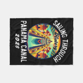 Retro Panama C Panama Waterway Sailing Cruising 20 フリースブランケット (正面(横))