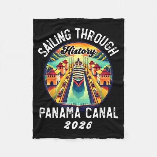 Retro Panama C Panama Waterway Sailing Cruising 20 フリースブランケット (正面)