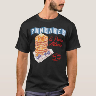Retro Pancakes And Panic Attacks Funny Breakfast W Tシャツ
