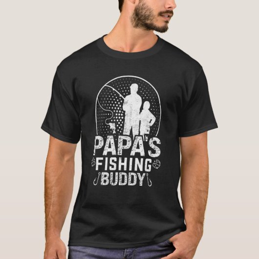 Retro Papa's Fishing Buddy  Fishing 1 Tシャツ (正面)