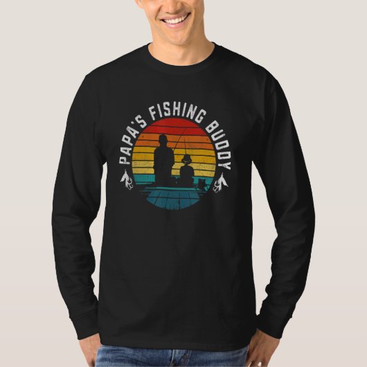 Retro Papa's Fishing Buddy  Fishing 2 Tシャツ (正面)