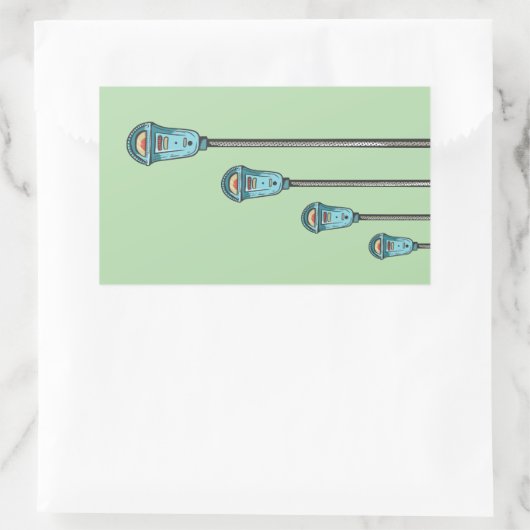 Retro parking meter 長方形シール (バッグ)