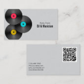 Retro Party DJ Deejay Vinyl Record QR Code 名刺 (正面/裏面)