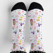 Retro Party Icons Custom Name Crew Socks ソックス (上部)