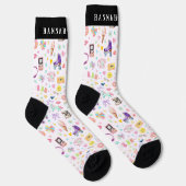Retro Party Icons Custom Name Crew Socks ソックス (右)