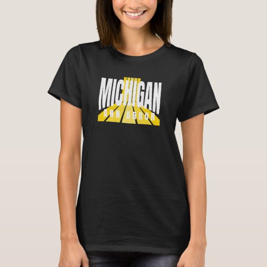 Retro Party Michigan Yellow & White Cool Michigan Tシャツ (正面)