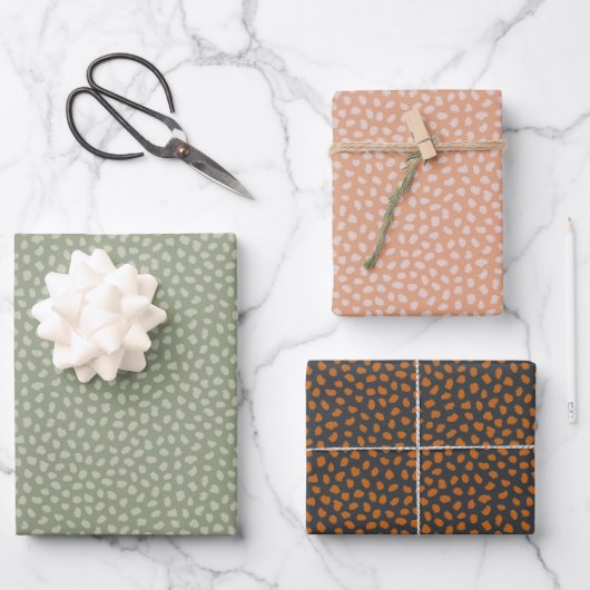 Retro pastel boho wrapping paper for Christmas ラッピングペーパーシート (正面)