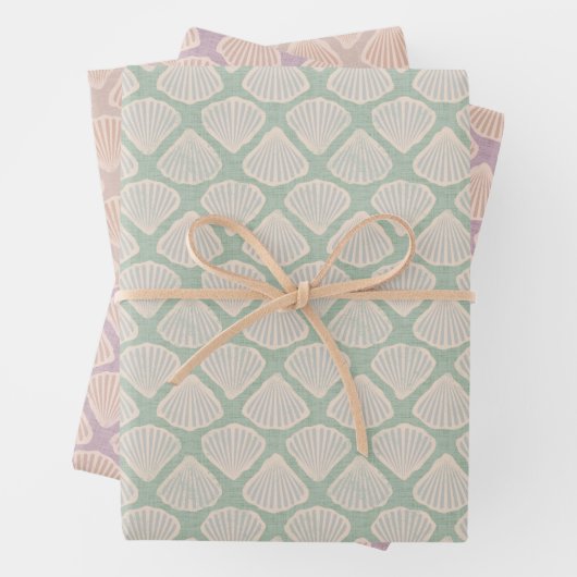 Retro pastel boho wrapping paper with sea shells ラッピングペーパーシート (インサイチュ)