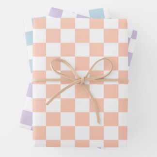 Retro Pastel Checkered Pattern ラッピングペーパーシート