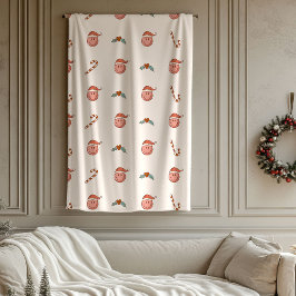 Retro Pastel Christmas Smile Emoticons Groovy 70th フリースブランケット