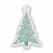 Retro Pastel Christmas Tree Mid-Century Modern  シール (正面)