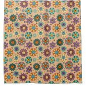 Retro Pastel Curtain Funky 70s Bathroom Style シャワーカーテン (正面)