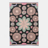 Retro Pastel Floral Mandala Symmetry キッチンタオル (縦)