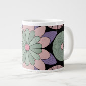 Retro Pastel Floral Mandala Symmetry ジャンボコーヒーマグカップ (正面右)