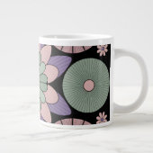 Retro Pastel Floral Mandala Symmetry ジャンボコーヒーマグカップ (右)