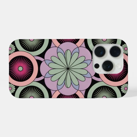 Retro Pastel Floral Mandala Symmetry iPhoneケース (裏面横)