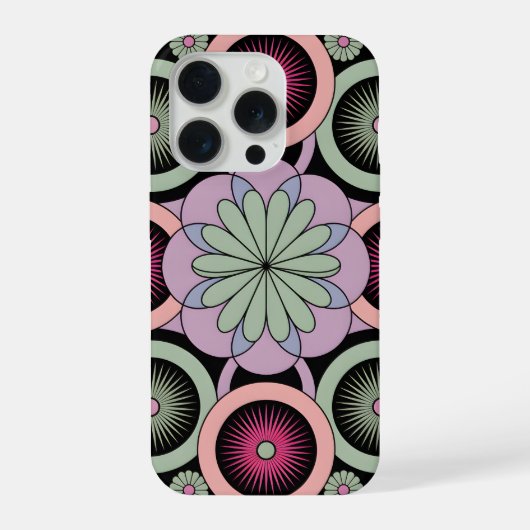 Retro Pastel Floral Mandala Symmetry iPhoneケース (裏面)