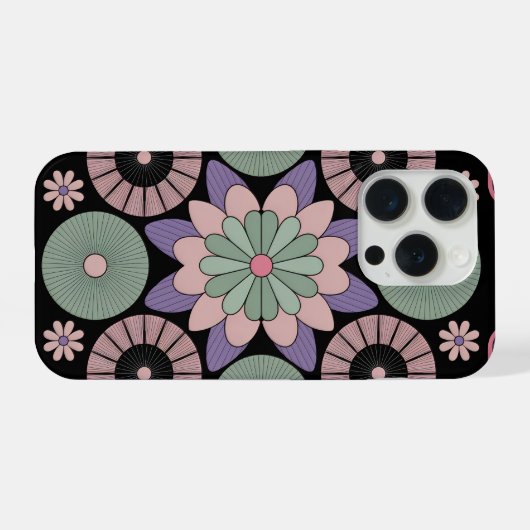 Retro Pastel Floral Mandala Symmetry iPhoneケース (裏面横)