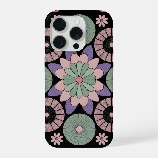 Retro Pastel Floral Mandala Symmetry iPhoneケース (裏面)