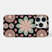 Retro Pastel Floral Mandala Symmetry iPhoneケース (裏面横)