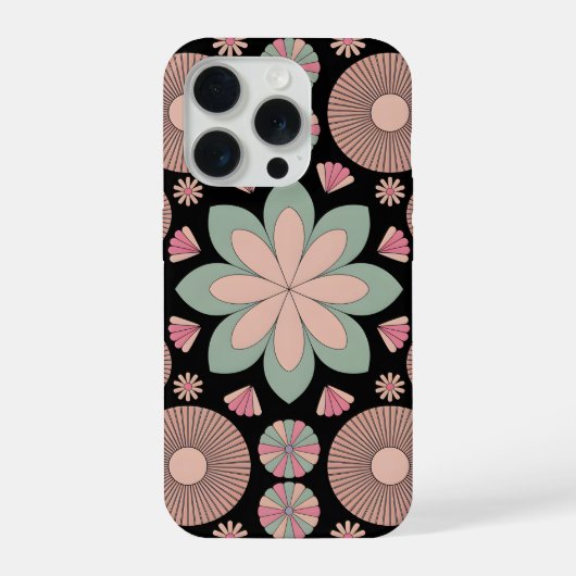 Retro Pastel Floral Mandala Symmetry iPhoneケース (裏面)
