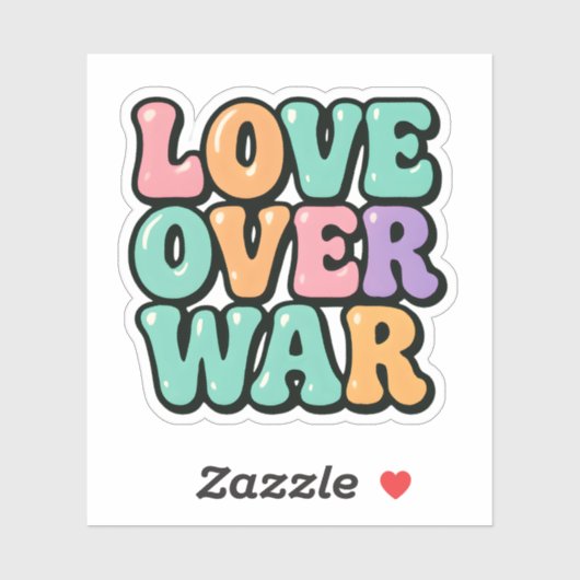 Retro Pastel "Love Over War" Bubble Sticker シール (シート)