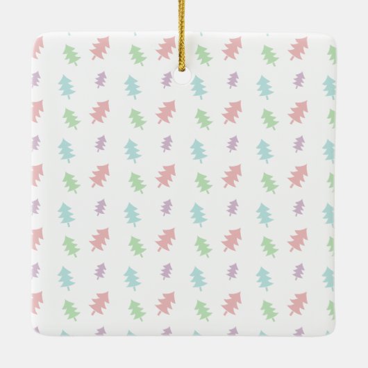 Retro Pastel Pine Tree Pattern Christmas Ornament セラミックオーナメント (裏面)