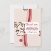 Retro Pastel Pink Cute Baby Dragon サンキューカード (正面)