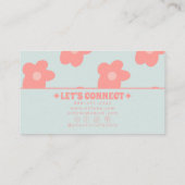 Retro Pastel Pink Groovy Floral Boho Girly Unique 名刺 (裏面)