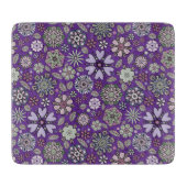 Retro Pastel Pink Purple Floral Seamless Pattern カッティングボード (正面)