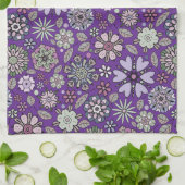 Retro Pastel Pink Purple Floral Seamless Pattern キッチンタオル (折り畳み)