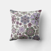 Retro Pastel Pink Purple Floral Seamless Pattern クッション (裏面)