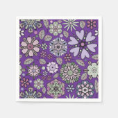Retro Pastel Pink Purple Floral Seamless Pattern スタンダードカクテルナプキン (正面)