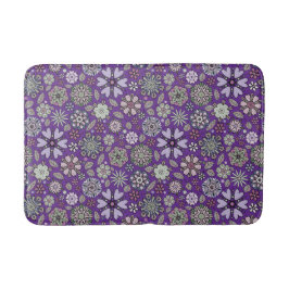 Retro Pastel Pink Purple Floral Seamless Pattern バスマット