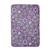 Retro Pastel Pink Purple Floral Seamless Pattern バスマット (正面縦)