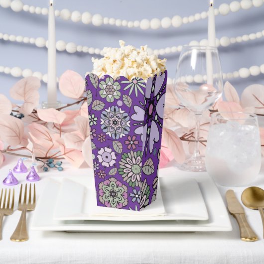 Retro Pastel Pink Purple Floral Seamless Pattern フェイバーボックス (ウェディング)