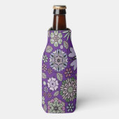 Retro Pastel Pink Purple Floral Seamless Pattern ボトルクーラー (ボトル正面)