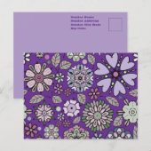 Retro Pastel Pink Purple Floral Seamless Pattern ポストカード (正面/裏面)
