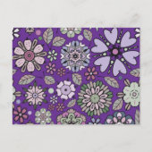 Retro Pastel Pink Purple Floral Seamless Pattern ポストカード (正面)