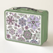 Retro Pastel Pink Purple Floral Seamless Pattern メタルランチボックス (裏面)