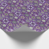 Retro Pastel Pink Purple Floral Seamless Pattern ラッピングペーパー (角)