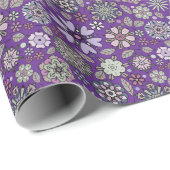 Retro Pastel Pink Purple Floral Seamless Pattern ラッピングペーパー (ロールコーナー)