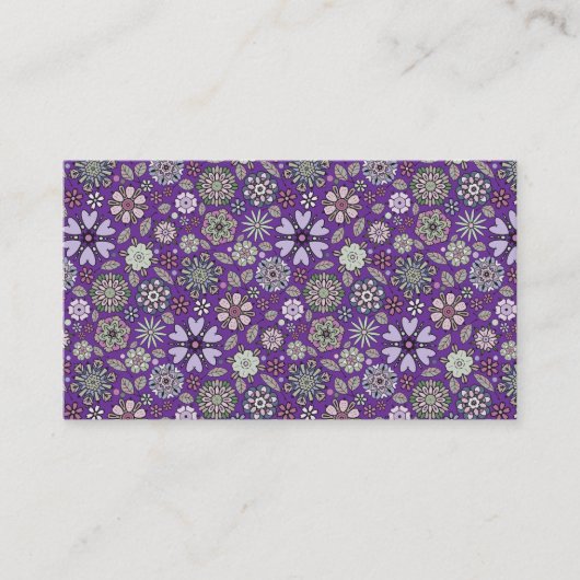 Retro Pastel Pink Purple Floral Seamless Pattern 名刺 (正面)