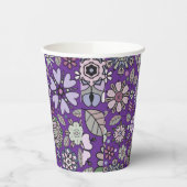 Retro Pastel Pink Purple Floral Seamless Pattern 紙コップ (左)