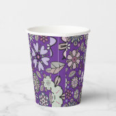 Retro Pastel Pink Purple Floral Seamless Pattern 紙コップ (右)