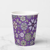 Retro Pastel Pink Purple Floral Seamless Pattern 紙コップ (正面)