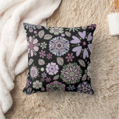 Retro Pastel Pink Purple Floral Seamless Pattern T クッション (ブランケット)