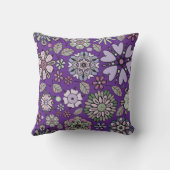 Retro Pastel Pink Purple Floral Seamless Pattern T クッション (裏面)